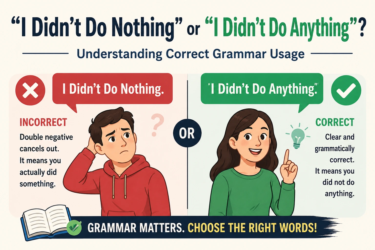 I Didn’t Do Nothing” or “I Didn’t Do Anything” Understanding Correct Grammar Usage