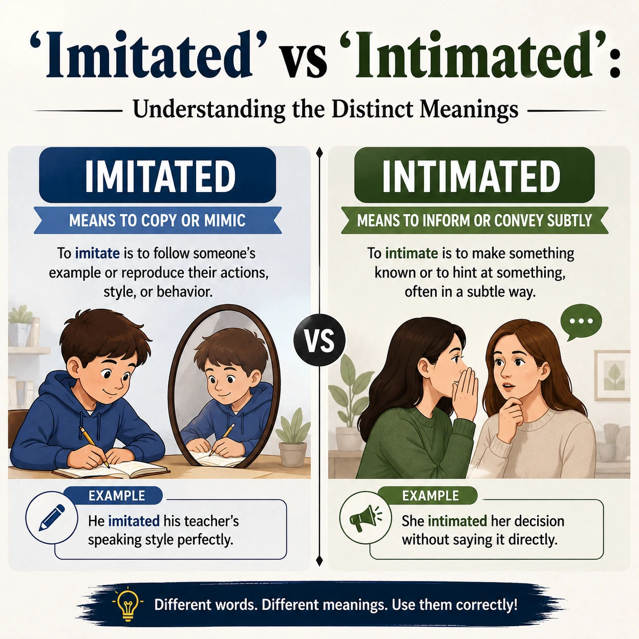 Imitated’ vs ‘Intimated’: Understanding the Distinct Meanings