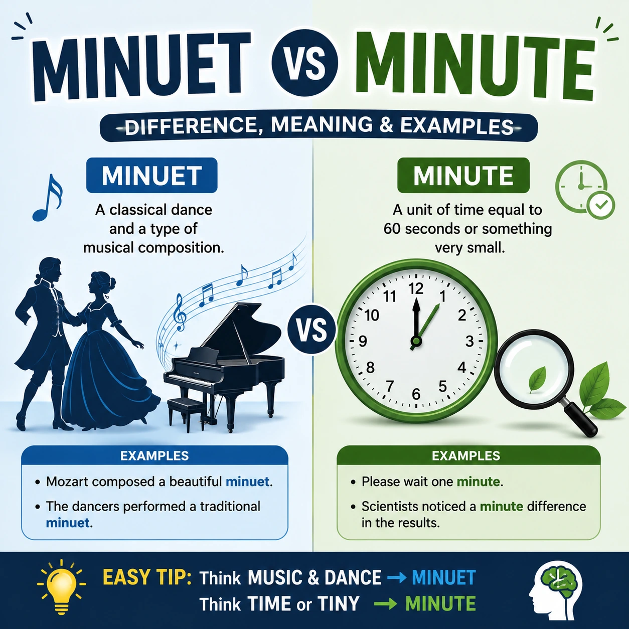 Minuet vs Minute – Difference, Meaning & Examples