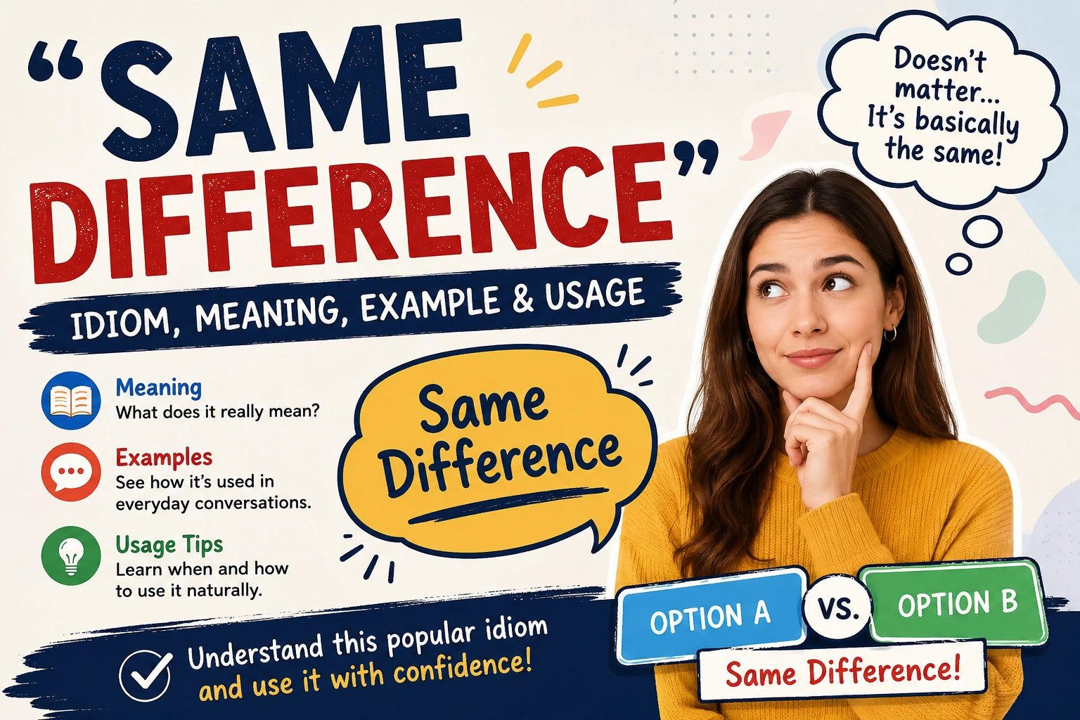Same Difference – Idiom, Meaning, Example & Usage