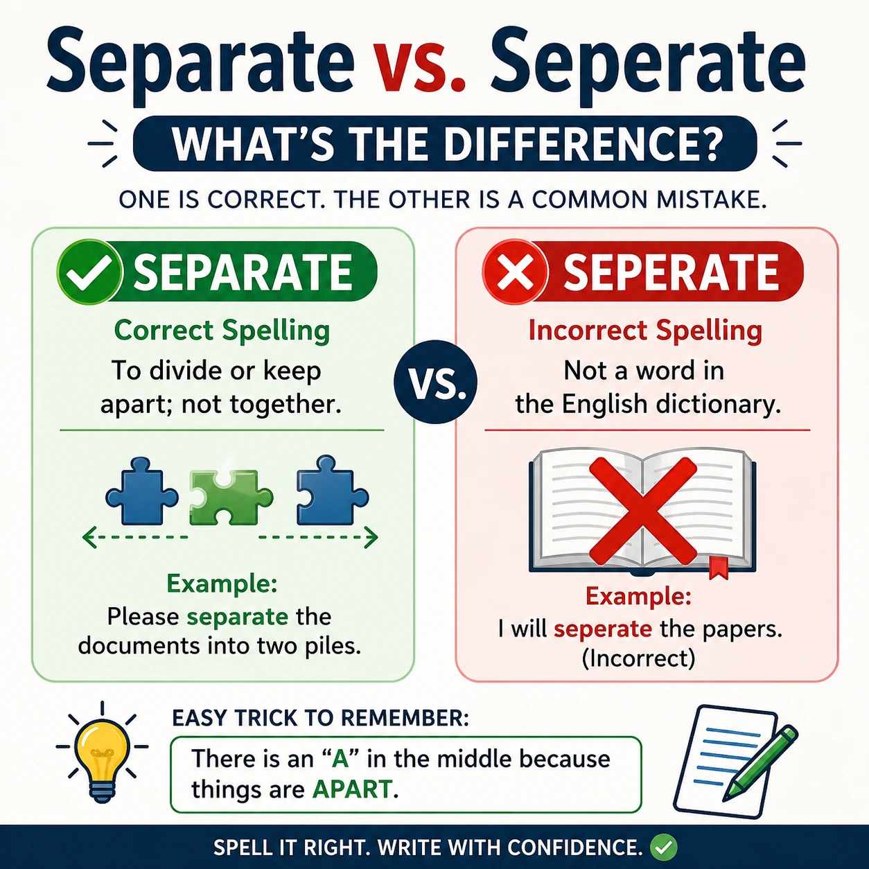 Separate vs. Seperate – What’s the Difference?