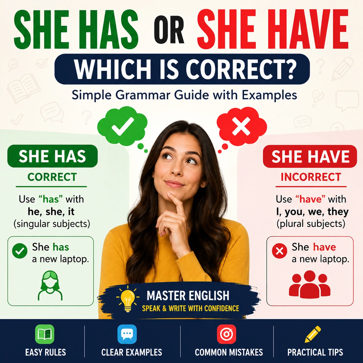 She Has or She Have – Which is correct?
