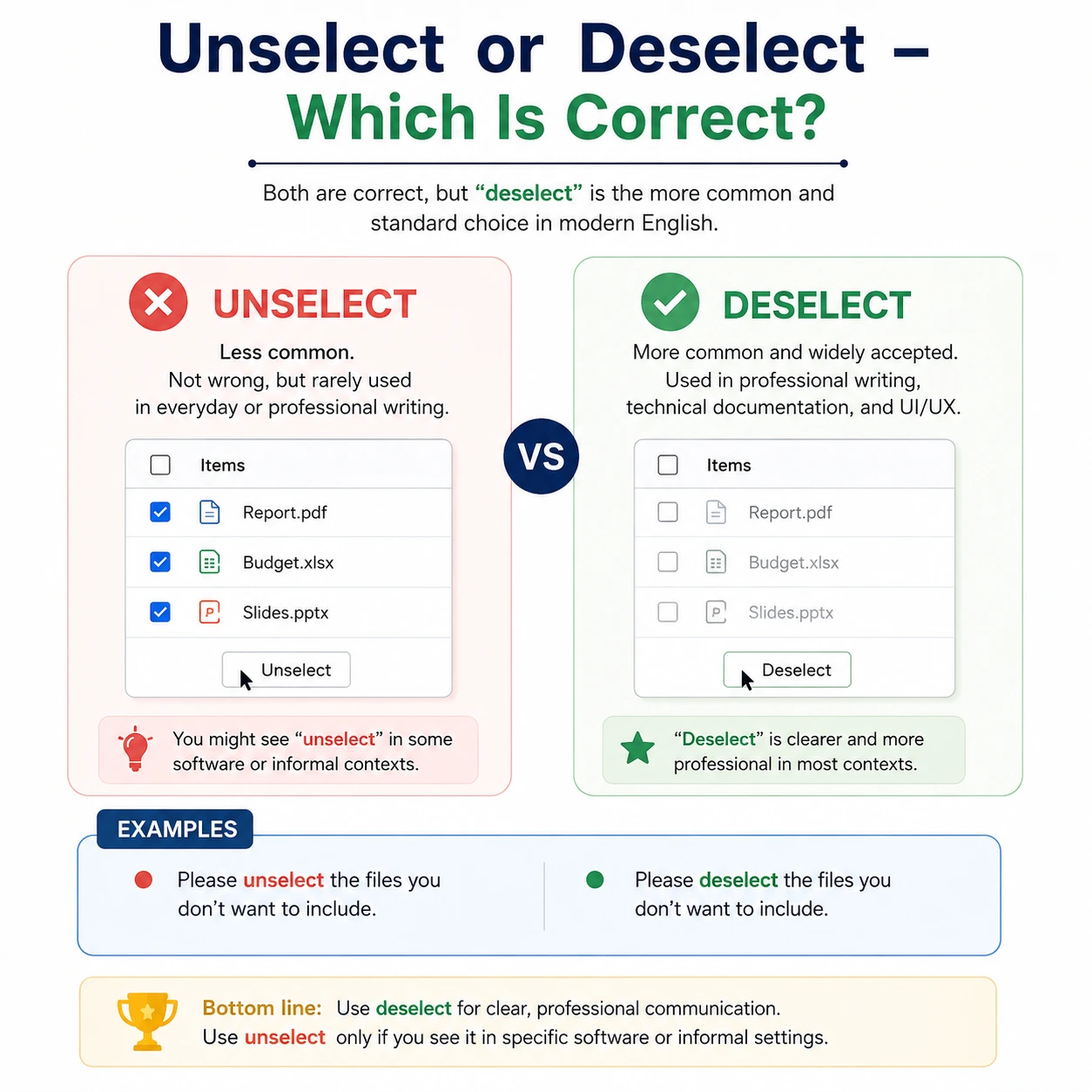 Unselect or Deselect – Which Is Correct? (With Examples)
