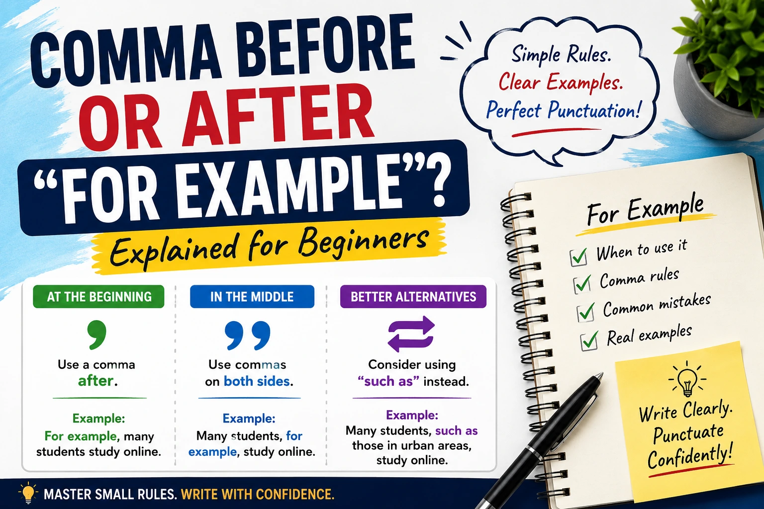 Comma Before Or After “For Example”? Explained For Beginners