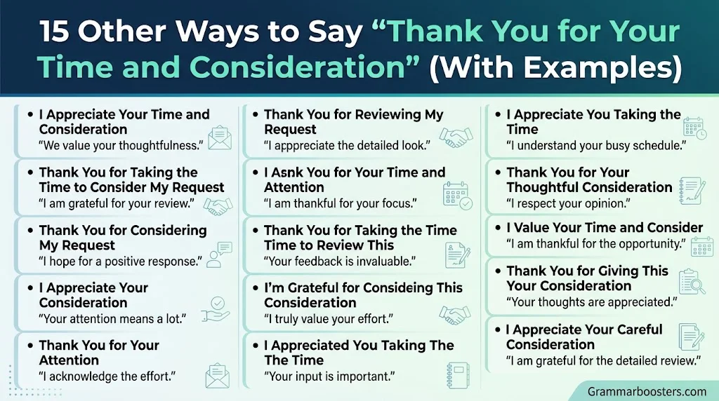 15 Other Ways to Say “Thank You for Your Time and Consideration” (With Examples)