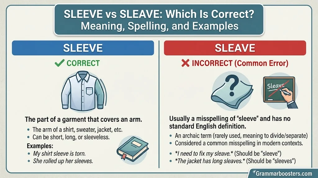 Sleeve vs Sleave: Which Is Correct? Meaning, Spelling, and Examples